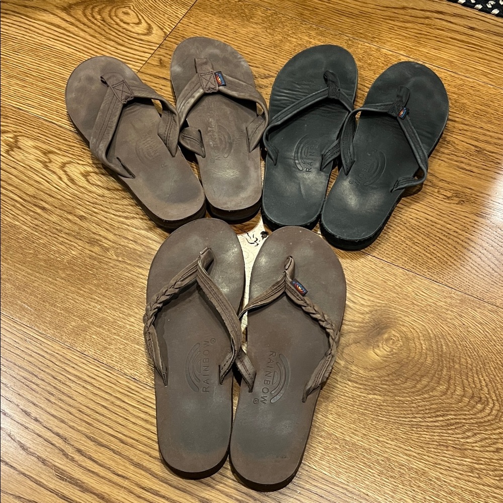 Rainbow Women’s Leather Sandals - Brown and Black